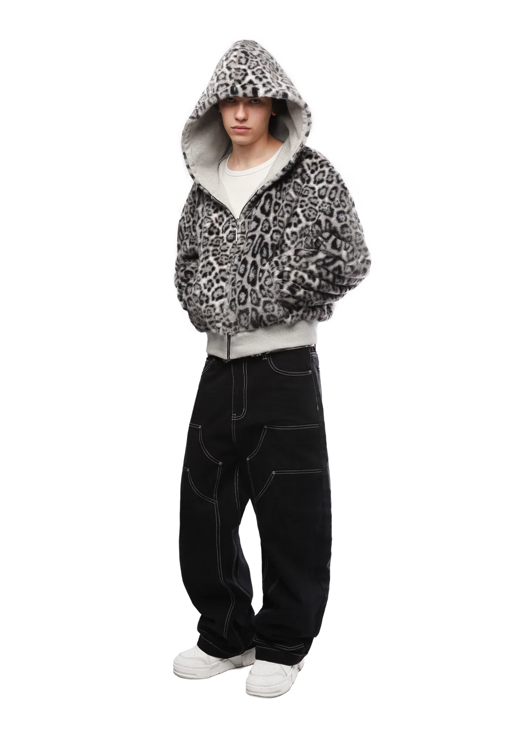 GREY/LEOPARD 2-SIDED ZIPPER