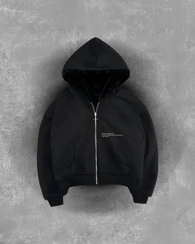 FUR/BLACK 2-SIDED ZIPPER