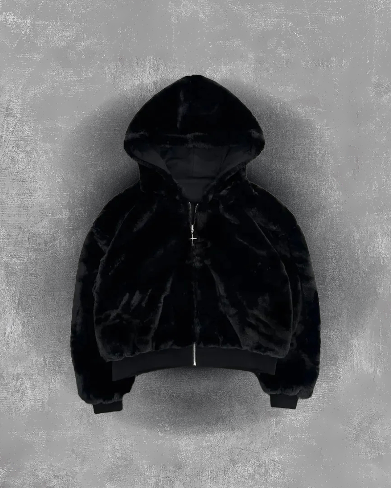 FUR/BLACK 2-SIDED ZIPPER